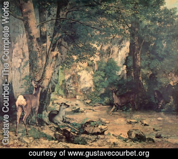 Gustave Courbet - A Thicket of Deer at the Stream of Plaisir-Fountaine