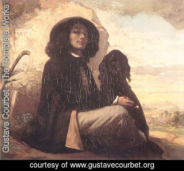 Gustave Courbet - Self Portrait (or Courbet with a Black Dog)
