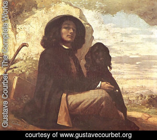 Gustave Courbet - Self Portrait with a Black Dog