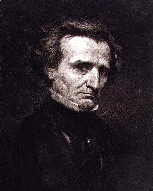 Gustave Courbet - Portrait of Hector Berlioz (1803-69) engraved by A. Gilbert, pub. in the 'Gazette des Beaux-Arts'