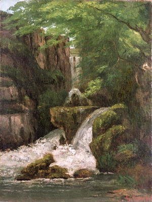 Gustave Courbet - Waterfall in the Ornans Rocks