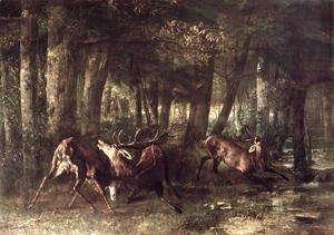 Gustave Courbet - Spring, Stags Fighting, 1861