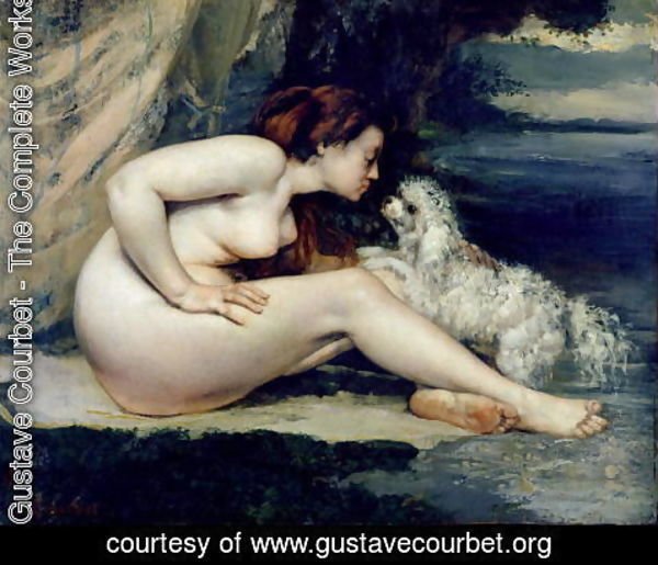 Gustave Courbet - Female Nude with a Dog (Portrait of Leotine Renaude) 1861-62