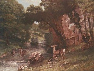Gustave Courbet - Deer by a River (Chevreuils a la Riviere)