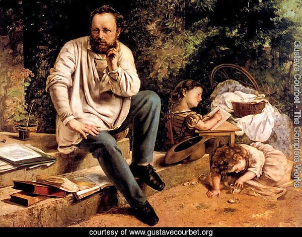 Pierre Joseph Proudhon (1809-65) and his children in 1853, 1865