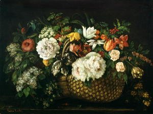 Gustave Courbet - Flowers in a Basket, 1863