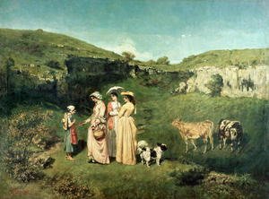 Young Women of the Village Giving Alms to a cowherd, 1852