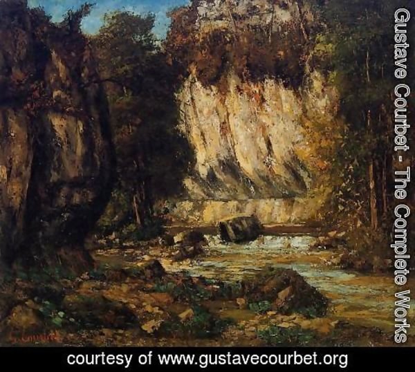 Gustave Courbet - River and Cliff