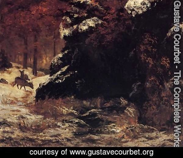 Gustave Courbet - Deer in the Snow