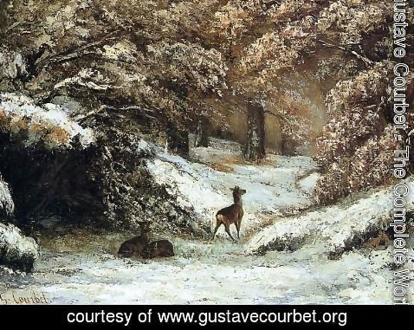 Gustave Courbet - Deer Taking Shelter in Winter