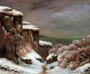 Gustave Courbet - Cliffs by the Sea in the Snow