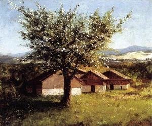 Gustave Courbet - Swiss Landscape with Flowering Apple Tree