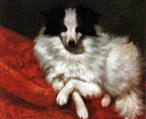 Gustave Courbet - Sitting on cushions dog