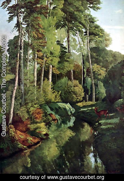 Gustave Courbet - Waldbach with deer
