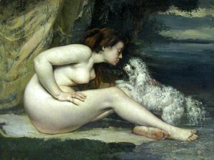 Gustave Courbet - Nude woman with a dog