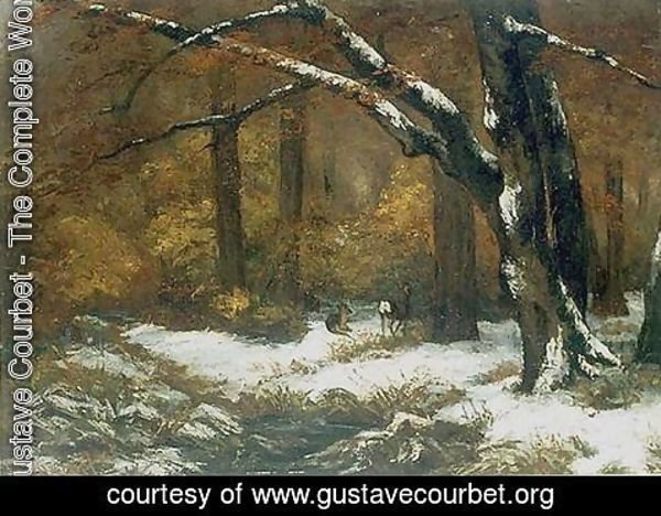 Gustave Courbet - Deer's Shelter in Winter