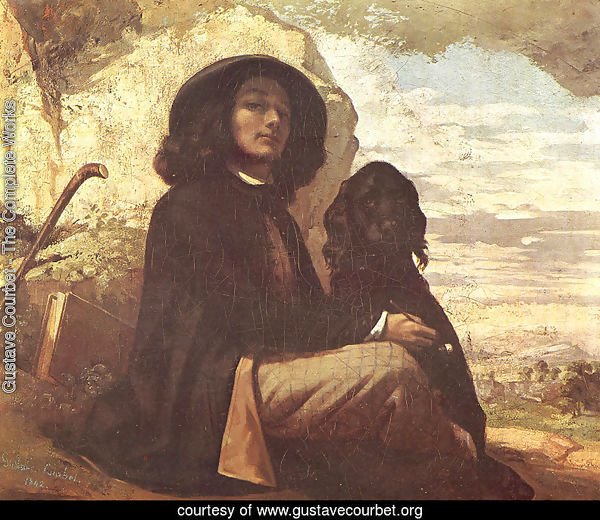 Self Portrait with a Black Dog