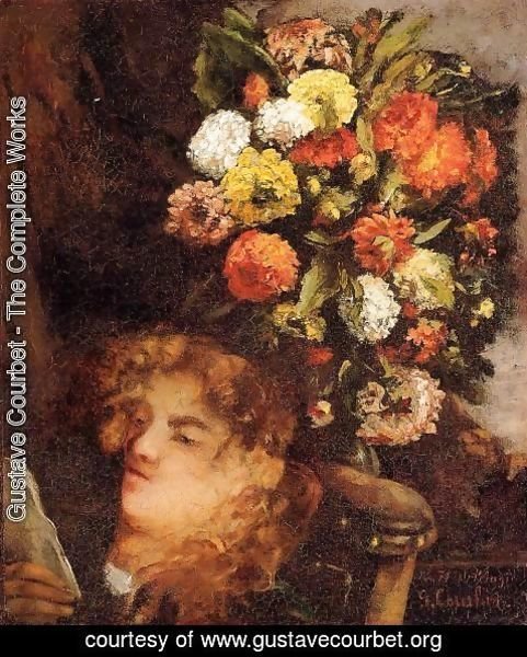 Gustave Courbet - Head Of A Woman With Flowers