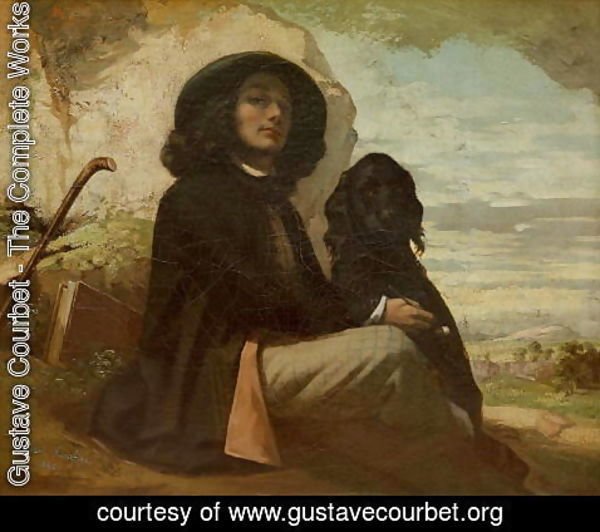 Gustave Courbet - Courbet with his Black Dog, 1842