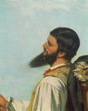 Gustave Courbet - La Rencontre ou Bonjour M.Courbet (detail)