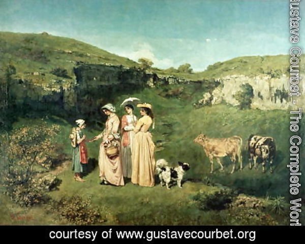 Gustave Courbet - Young Women of the Village Giving Alms to a cowherd, 1852