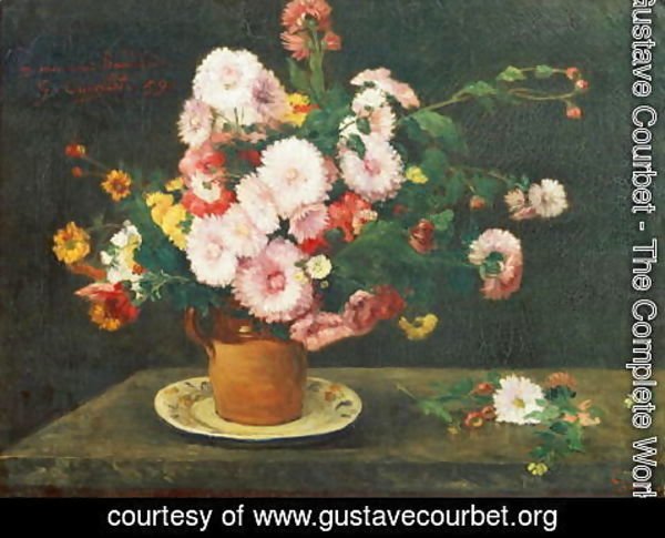 Gustave Courbet - Still life with asters