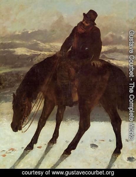 Gustave Courbet - Hunter on Horseback, Redcovering the Trail