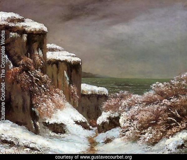 Cliffs by the Sea in the Snow