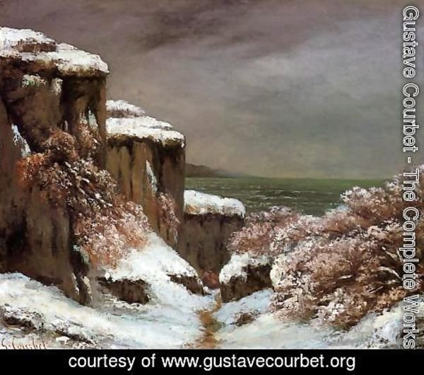 Gustave Courbet - Cliffs by the Sea in the Snow
