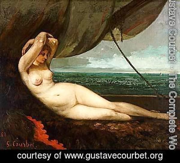 Nude reclining by the sea