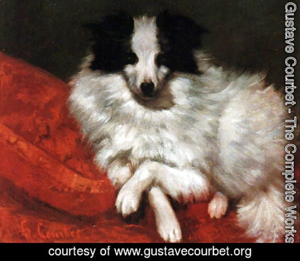 Gustave Courbet - Sitting on cushions dog