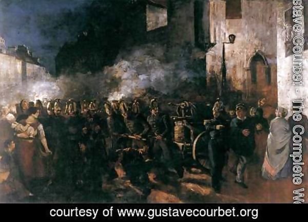 Gustave Courbet - Firemen Running to a Fire