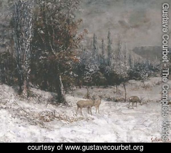 Gustave Courbet - Chevreuils dans la neige