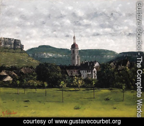 Gustave Courbet - Vue d'Ornans et son clocher