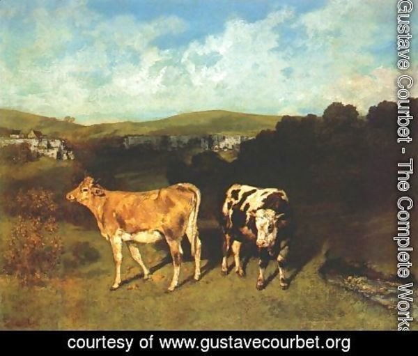Gustave Courbet - White Bull and Blond Heifer